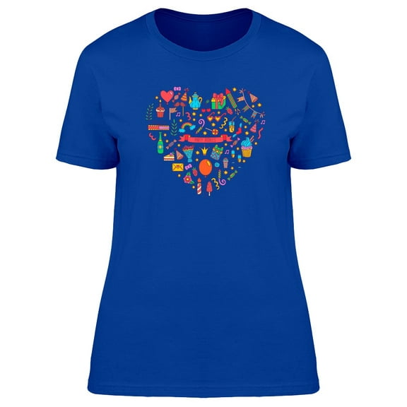 Cute Colorful Party Doodle Heart Tee Women's -Image by Shutterstock