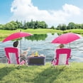 thumbnail image 4 of Costway 1 PCS Portable Beach Umbrella Chair with Hexagonal Parasol Comfy Armrest Breathable Seat Pink, 4 of 10