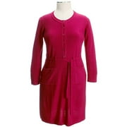 Women's Plus Belted Henley Sweater Dress