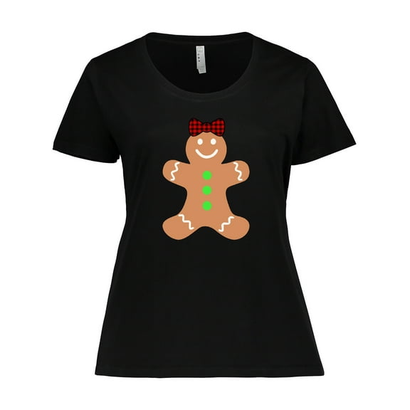 Inktastic Cute Gingerbread Girl with Red Plaid Bow Women's Plus Size T-Shirt