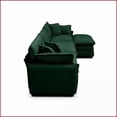 thumbnail image 3 of 3-Seater L-Shaped Sectional Sofa with Matching Footrest – Green Corduroy | Cushion Back | Flared Arms | Living Room Retro-Modern Comfort, 3 of 14