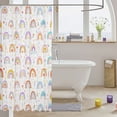 thumbnail image 3 of Manfei Boho Floral Rainbow Shower Curtain 72Wx84L, Love Heart Star Bathroom Shower Curtain, White Orange, 3 of 5