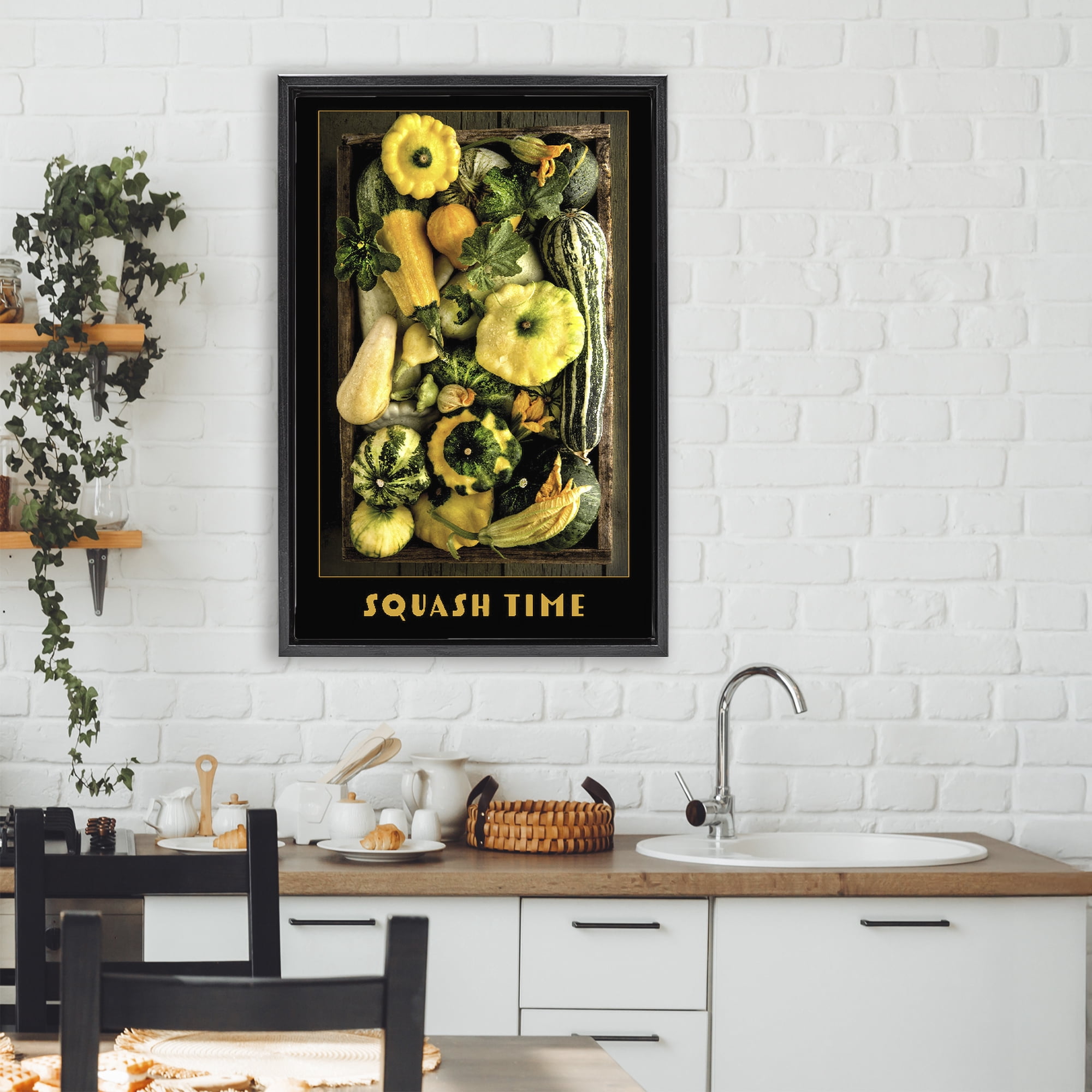 Stupell Industries Squash Time Vibrant Vegetables Black Framed Floater Canvas Wall Art, design by Carl Kravats