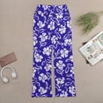 thumbnail image 6 of White Flowers Blue Background Fabric Print Summer Outfits Flowy Palazzo Pants for Women 2025 High Waisted Wide Leg Beach Casual Vacation Pants Trousers, 6 of 8