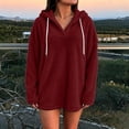 thumbnail image 6 of hlysgo Womens Oversized Sherpa Hoodie Pullover Fuzzy Fleece Sweatshirt Plaid Fluffy Tops with Pockets Wine,S, 6 of 6