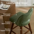 thumbnail image 6 of Usaint Distressed Faux Leather Swivel Bar Stools Set of 2 Cutout Backrest Solid Wood Legs for Kitchen Island Counter Chairs,Green, 6 of 11