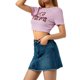 thumbnail image 5 of VISgogo Mujeres Casual Crop Tops, Adultos Letra y Corazón y Estampado de Flores Camiseta de Manga Corta Cuello Redondo VISgogo moda, 5 of 9