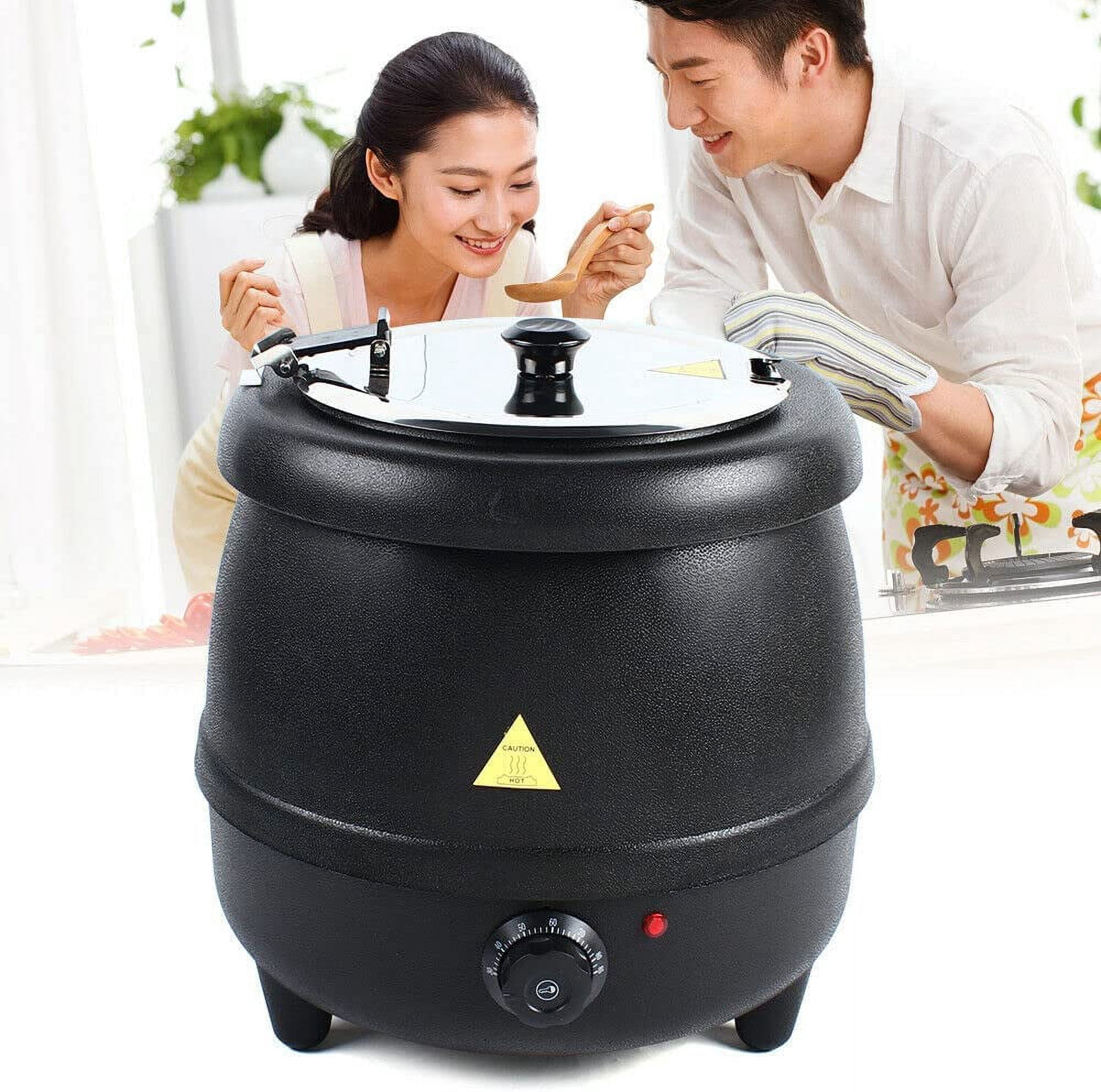 Zuppiera elettrica bollitore per zuppe da 10 litri con inserto rimovibile in acciaio inox, pentola da banco regolabile 35-80°C scaldazuppe gastro per buffet catering gastro