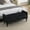 Black, variant on Velvet Storage Bench, Upholstered Bed Bench with Storage, End of Bed Ottoman with Wooden Legs,Bedside Storage Bench for Bedroom, Living Room, or Entryway, Teal