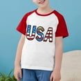 thumbnail image 1 of MKOSPLRT Chandails USA Tout-Petits Chandails Drapeau Américain Manches Courtes T-Shirts Raglan à Blocs de Couleur Col Rond T-Shirts Jour de l'Indépendance Chandails de Rentrée, 1 of 7