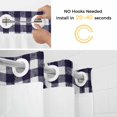 thumbnail image 5 of Cock No Hook Shower Curtain with Snap in Liner Vintage Farm Watercolor Cock Blue White Plaid Waterproof Bathroom Shower Curtain with See Through Top Window for Bathtub 72" x 72", 5 of 9