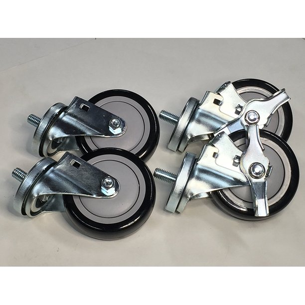 Heavy Duty Transmission Jack Casters, Set of 4, (2 Locking and 2 Non