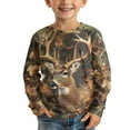 thumbnail image 2 of Garronmavis Cute Brown Camo Boys Long Sleeve T-Shirts Size 3-4 Warm Deer Long Sleeve Crewneck T-Shirts Tee Tops Comfortable Casual Crewneck Loose Fit Tee Tops for Daily Life, 2 of 7