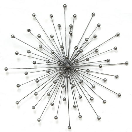 27.98" X 1.77" X 27.98" Silver Burst Wall Decor