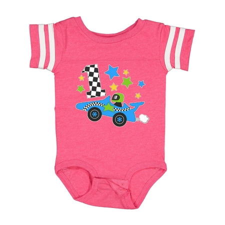 

Inktastic Happy 1st Birthday Blue Racing Car Gift Baby Boy or Baby Girl Bodysuit