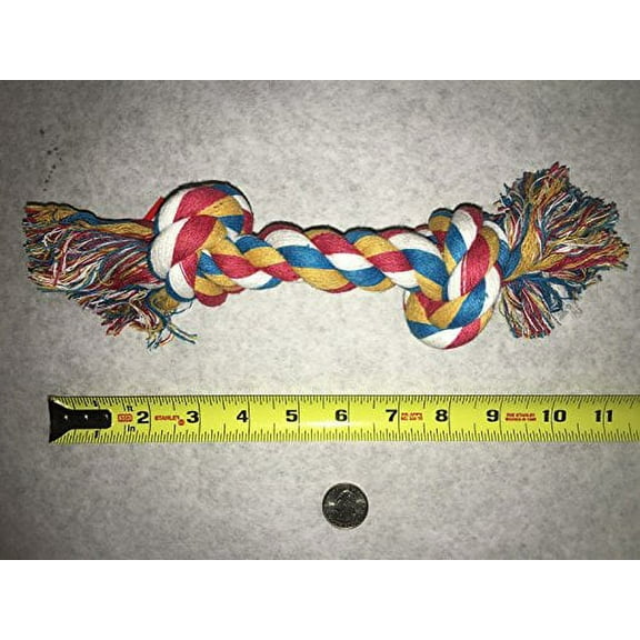 Multi Colored Knotted Rope Bone Dog Toy Tough & Durable For Big Dogs Too !(10" Rope Toy)
