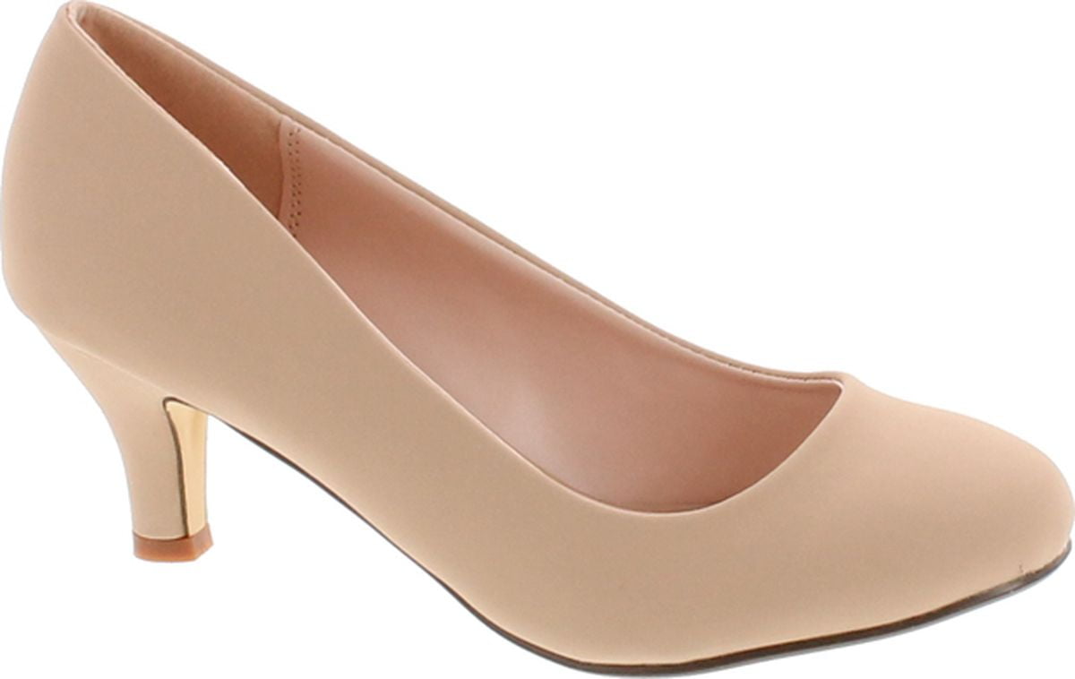 low heel round toe pumps