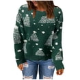 thumbnail image 2 of EGNMCR Chandail Col Rond Mode Femmes Noël Manches Longues Chandail Col Rond Décontracté Hauts Chandail Femmes, 2 of 7
