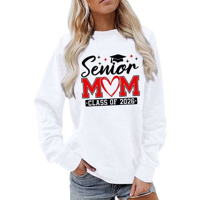 HUITKMM Sweat à Capuche Blanc pour Femmes, Sweat Imprimé Sans Capuche, Coupe Ample, Décontracté