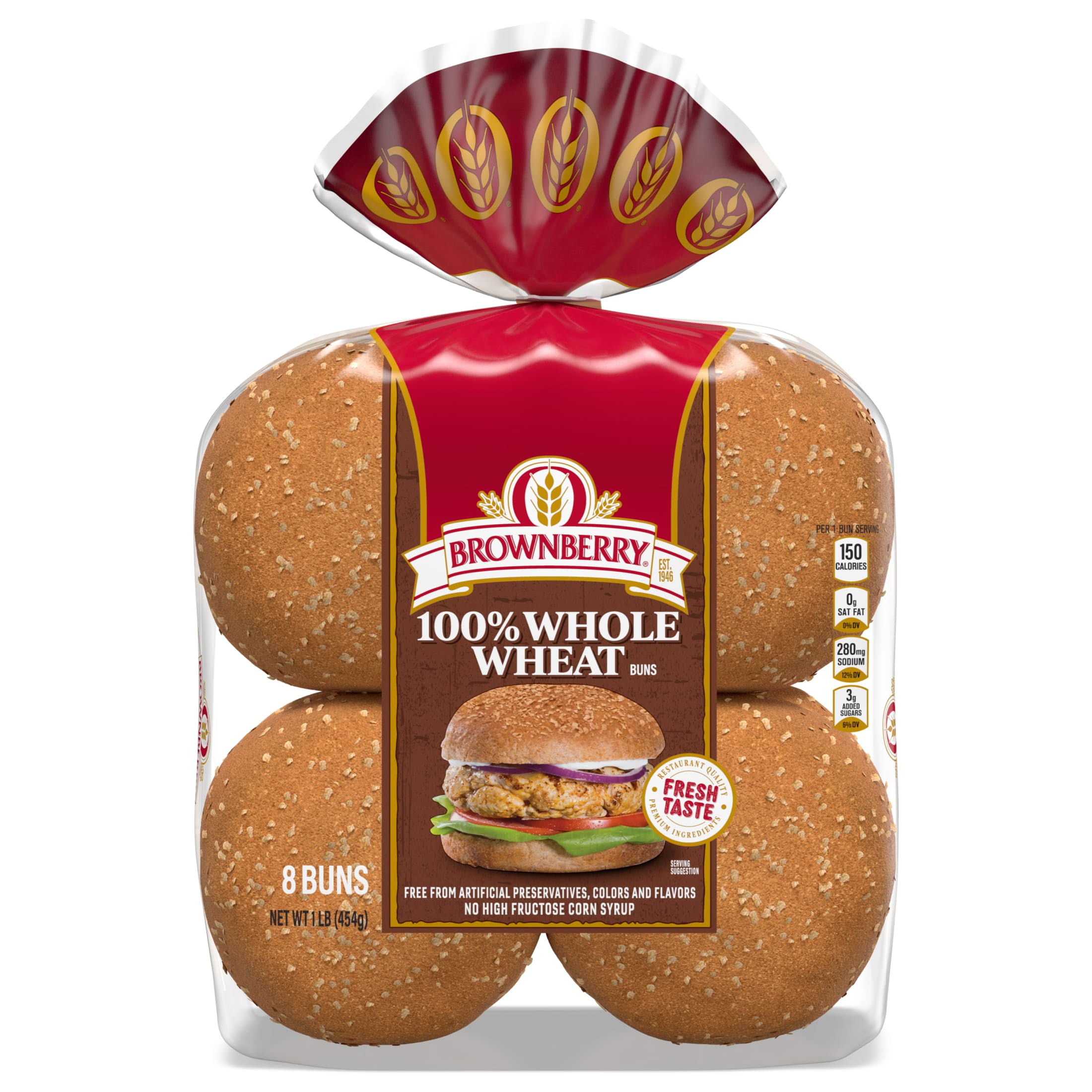 Brownberry Whole Wheat Buns, 8 count, 16 oz