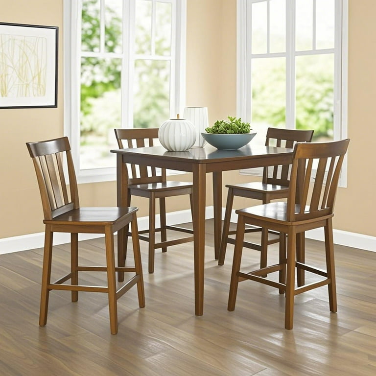 Mainstays Piece Mission Counter Height Dining Set, Solid Wood