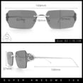 thumbnail image 3 of Womens Rimless Rectangle Serpent Jewel Hinge Metal Rim Sunglasses Gold - Blue, 3 of 8