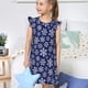 thumbnail image 4 of Fotbe Snowflakes On Dark Blue Vestido de Dormir para Niñas de 3 a 10 Años, Mangas Cortas, Estilo Princesa, Pijama Camisón con Mangas Voladas-X-Large, 4 of 6