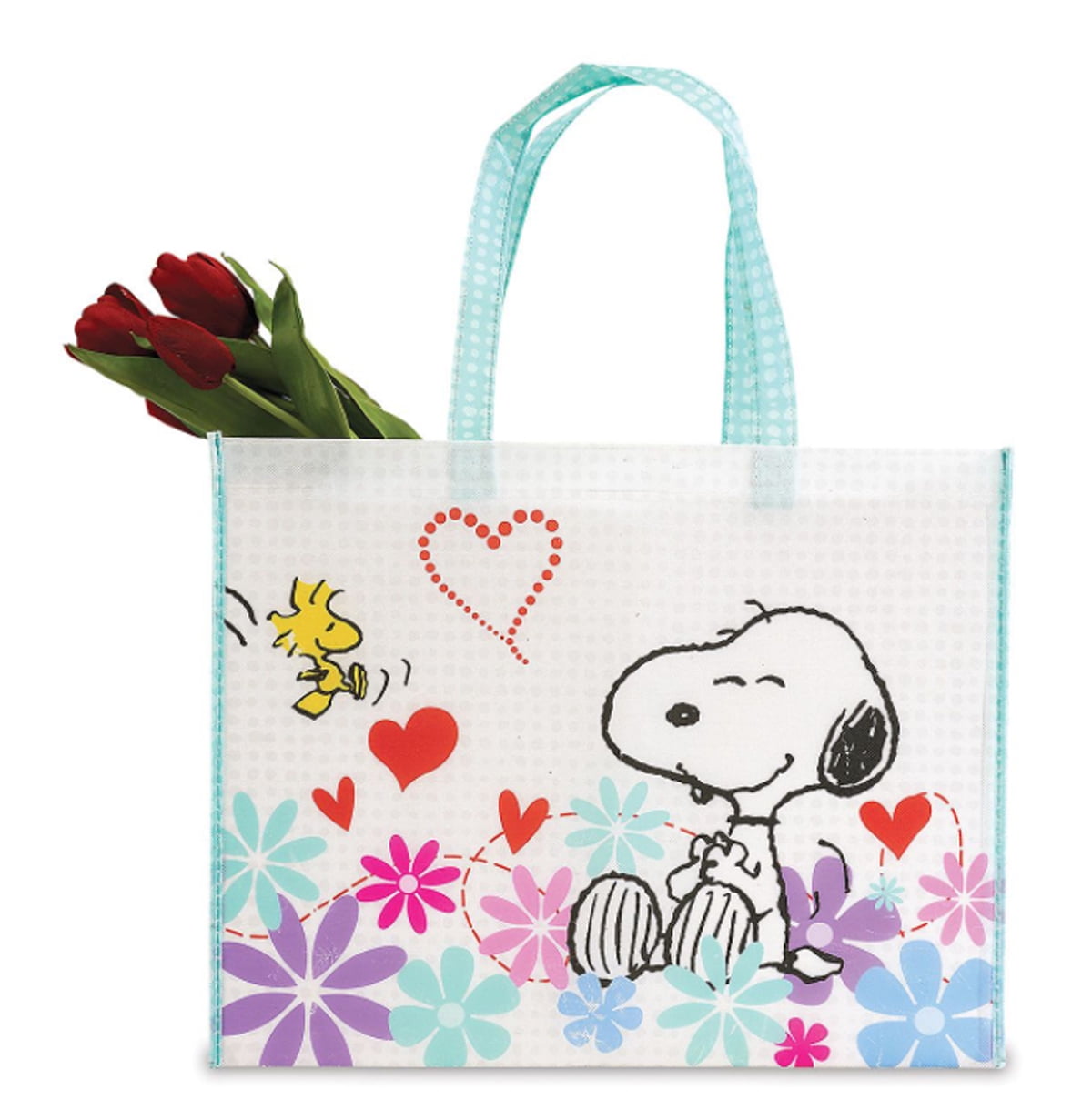 Peanuts Worldwide Floral Reusable Shopping Bag Tote Gift Bag 