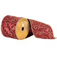 thumbnail image 1 of Vickerman Q172157 Ruban Filaire Broderie Rouge et Or 4 Po x 10 Yards, 1 of 1