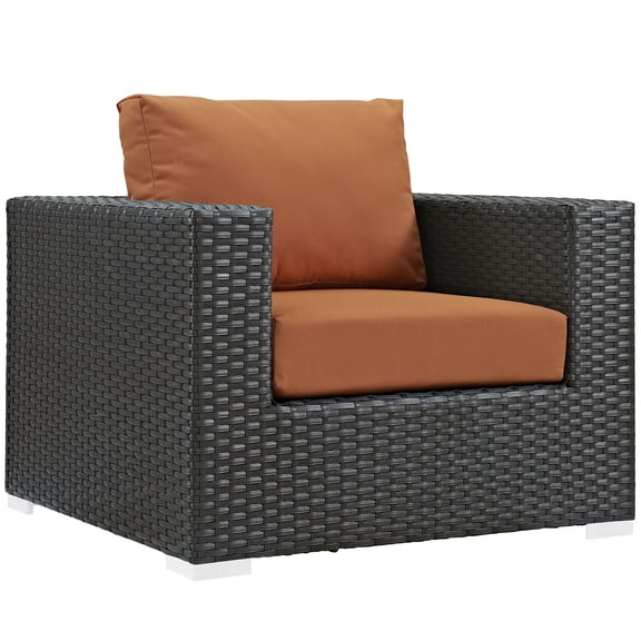 Modern Contemporary Urban Design Outdoor Patio Balcony Lounge Chair, Orange, Rattan