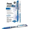 thumbnail image 2 of Pentel EnerGel Deluxe Liquid Gel Pens Medium Pen Point - 0.7 mm Pen Point Size - Refillable - Blue Gel-based Ink - Silver Barrel - 1 Each, 2 of 2