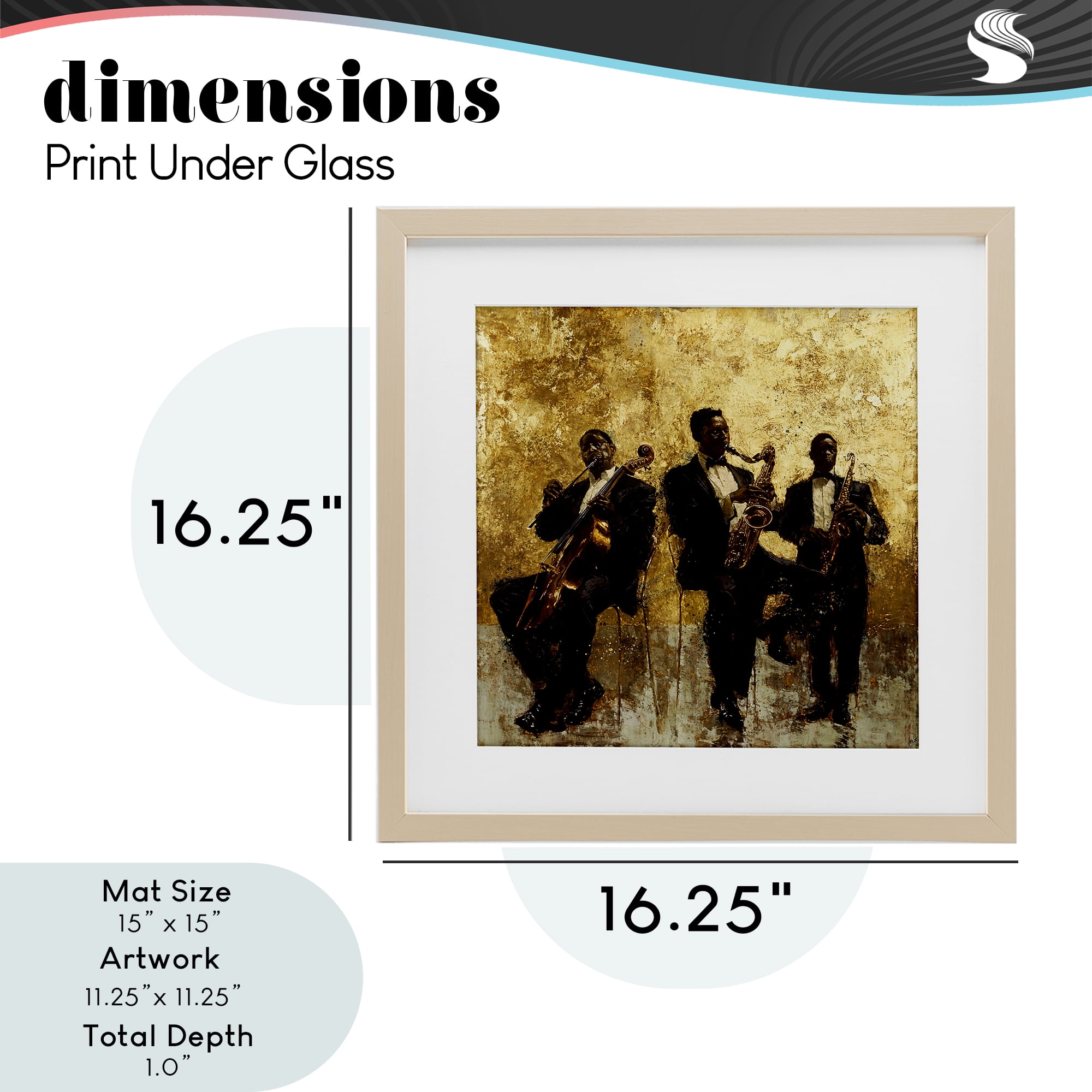 Golden Era Musicians Abstraction Birch Framed Print Under Glass, design by Marta Wiley
