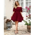 thumbnail image 3 of Off Shoulder Dress, Prom Dress Elastic Waist Summer Flowy Casual Tunic, 3 of 9