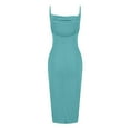 thumbnail image 6 of Wycnly Womens Dresses Sexy High Slit Spaghetti Strap Ruched Bodycon Night Party Club Dresses Fashion Solid V-Neck Sleeveless Long Summer Dress Sky Blue XXXL, 6 of 6