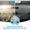 thumbnail image 4 of BDK Iridescent Matte Black Front Windshield Sunshade Accordion Folding Style Auto Shade for Car Truck SUV Van Blocks UV Rays Sun Visor Protector Easy Setup Keeps Your Vehicle Cool - 58 x 27 inches, 4 of 8
