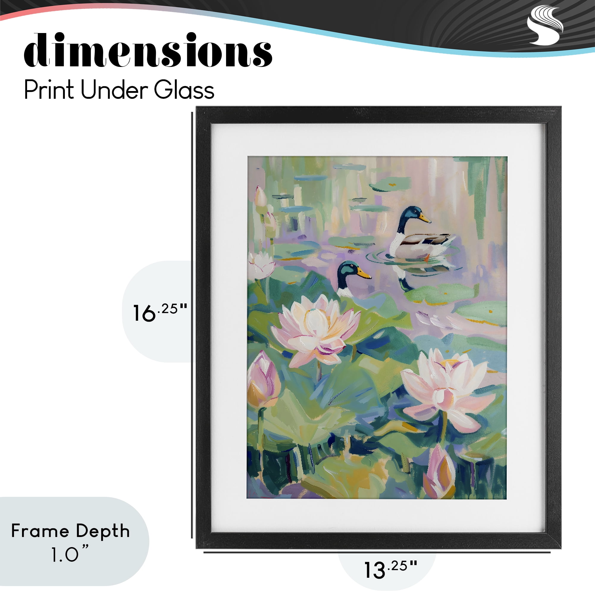Stupell Industries Duck Pond with Lotus Flowers Black Framed Print Under Glass, design by The Prints Vibe