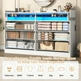 thumbnail image 5 of ChVans 59"W Wooden Dresser with Glass Top & Jewelry Drawer, 6 Drawer Dresser for Bedroom with LED Lights and Charging Station, Modern Wide Chest of Drawers Double Dresser (White), 5 of 9