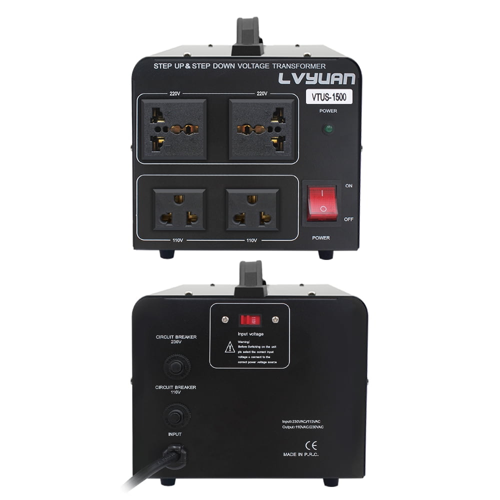 Yinleader 1500 Watts Peak Voltage Converter Transformer Step Up & Down 110V to 230V / 230V to 110V 4AC