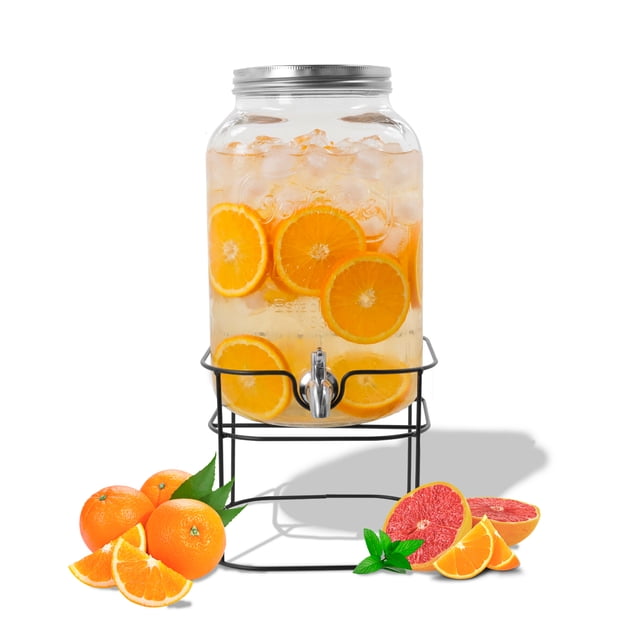 Vitrolero Dispensador Mason Jar Onof Llave Acero Inoxidable Plata