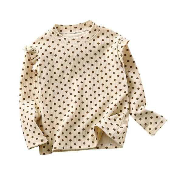 PINQI 1-14 Years Kids Holiday Blouse Girls' Autumn and Winter Floral Base Shirt Girls' Flying Sleeve Autumn T Shirt Little Girls Crewneck Base Shirt(A-a,4-5 Years)