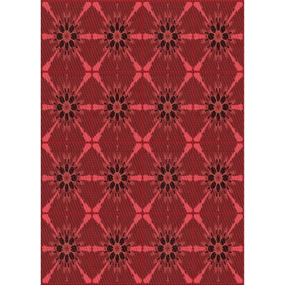 Ahgly Company Machine Washable Indoor Rectangle Transitional Red Area Rugs, 6' x 9'