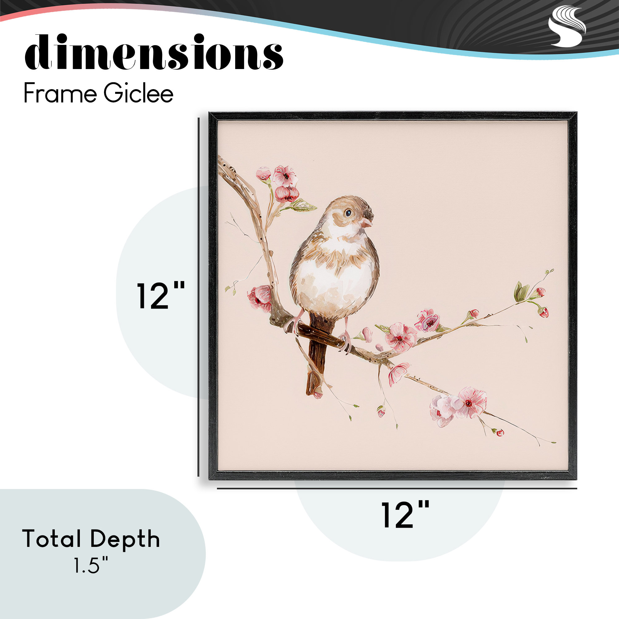 Sweetest Brown Bird Black Framed Giclee Art, design by Lisa Wehmeyer