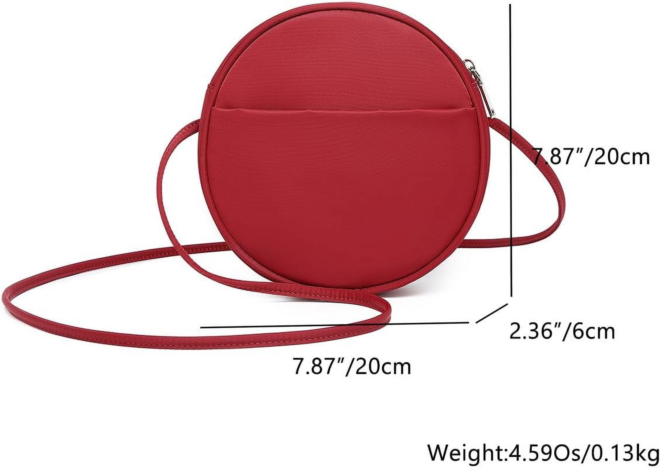 Circle Crossbody Bag for Women NYLON Circle Purse with Zipper Adjustable Knot Shoulder Straps