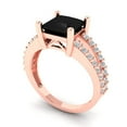 thumbnail image 2 of 2.43ct Princess Cut Black Natural Onyx 18k Pink Rose Gold Engraving Statement Bridal Wedding Designer Ring Size 8.5, 2 of 5