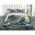 thumbnail image 2 of Ambesonne Nautical Quilted Coverlet 3 Pcs, Fantasy Sea World Kraken, Queen Size, Teal Mauve, 2 of 4