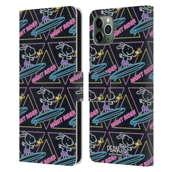 Head Case Designs Officially Licensed Peanuts Snoopy Aloha Disco Night Rider Leather Book Wallet Case Cover Compatible with Apple iPhone 11 Pro Max