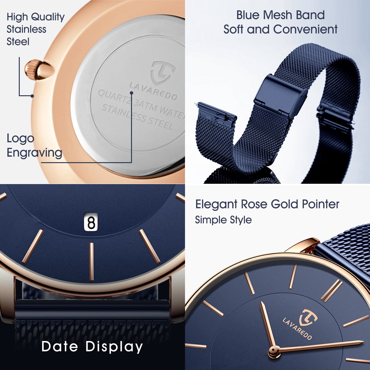 A ALPS Mens Watches Fashion Quartz Men's Watches Ultra Thin Minimalist Wristwatches with Stainless Steel Strap Gift for Man Father's Day Gifts