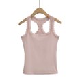 thumbnail image 1 of Women Fit EVERYBODY U Neck Lace Ribbed Tank Vest Top, 1 of 5