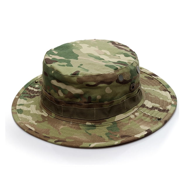 Bucket Hats Male Female Neutral Summer Camouflage Bucket Hats Adjustable Rope Button Fisherman Hat Bucket Hats