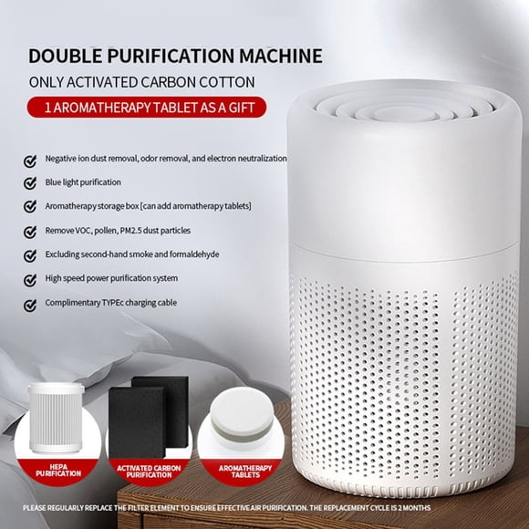 Purificador de Aire Doméstico Portátil, Minipurificador de Aire de Escritorio con Filtro HEPA, Ambientador y Purificador de Aire.
